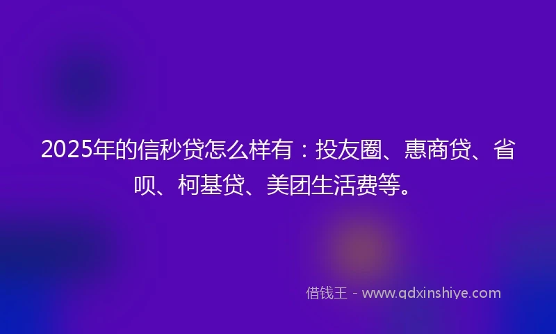 2025年的信秒贷怎么样有：投友圈、惠商贷、省呗、柯基贷、美团生活费等。