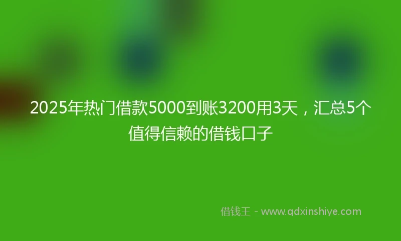 2025年热门借款5000到账3200用3天，汇总5个值得信赖的借钱口子