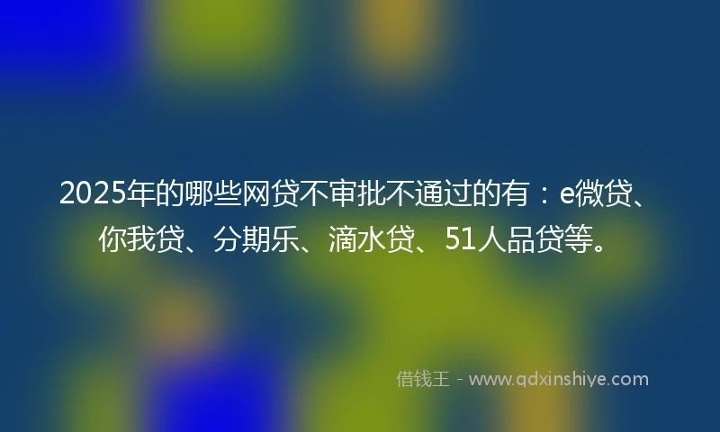 2025年的哪些网贷不审批不通过的有：e微贷、你我贷、分期乐、滴水贷、51人品贷等。