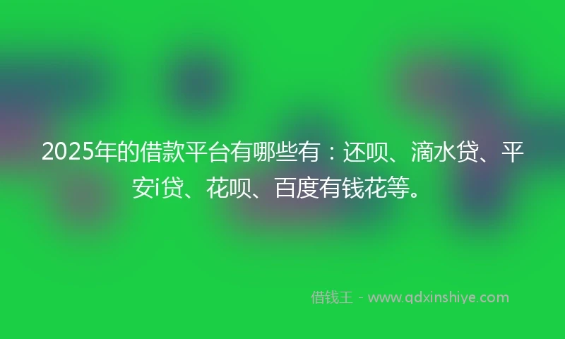 2025年的借款平台有哪些有：还呗、滴水贷、平安i贷、花呗、百度有钱花等。