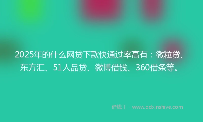 2025年的什么网贷下款快通过率高有：微粒贷、东方汇、51人品贷、微博借钱、360借条等。