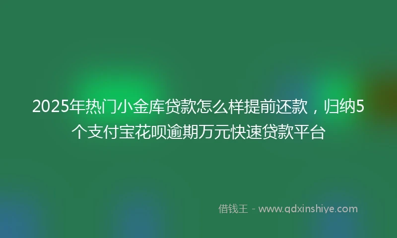 2025年热门小金库贷款怎么样提前还款，归纳5个支付宝花呗逾期万元快速贷款平台