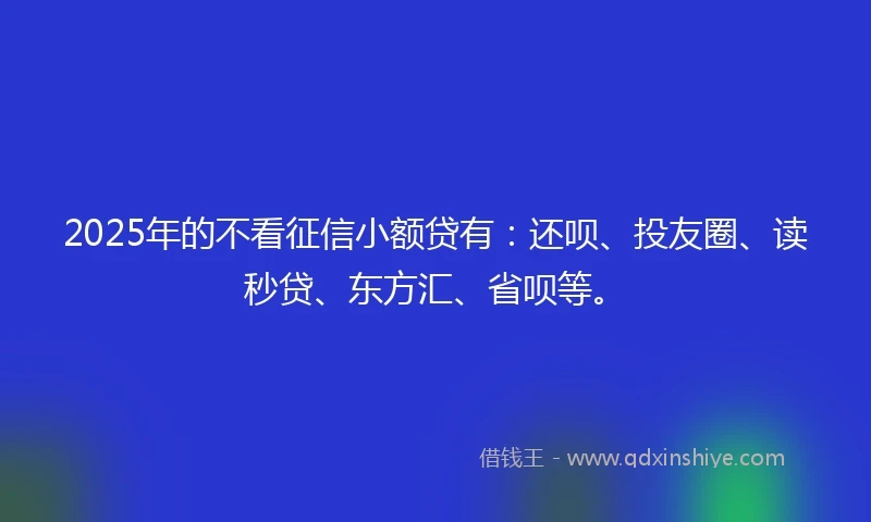 2025年的不看征信小额贷有：还呗、投友圈、读秒贷、东方汇、省呗等。