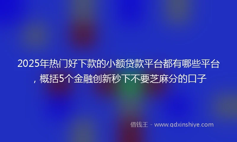2025年热门好下款的小额贷款平台都有哪些平台，概括5个金融创新秒下不要芝麻分的口子