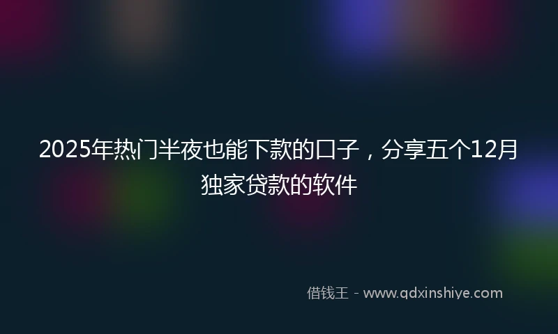 2025年热门半夜也能下款的口子，分享五个12月独家贷款的软件