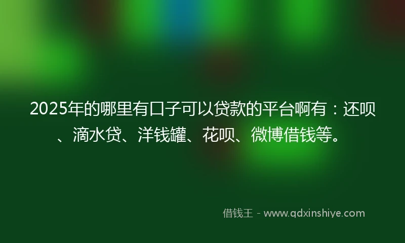 2025年的哪里有口子可以贷款的平台啊有：还呗、滴水贷、洋钱罐、花呗、微博借钱等。