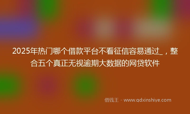 2025年热门哪个借款平台不看征信容易通过_，整合五个真正无视逾期大数据的网贷软件