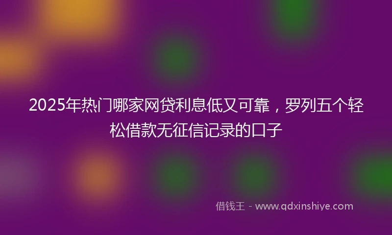 2025年热门哪家网贷利息低又可靠，罗列五个轻松借款无征信记录的口子