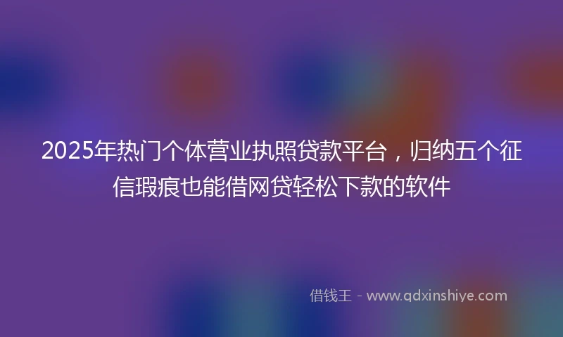 2025年热门个体营业执照贷款平台，归纳五个征信瑕疵也能借网贷轻松下款的软件