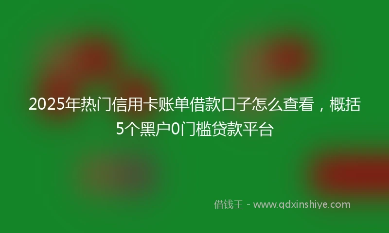 2025年热门信用卡账单借款口子怎么查看，概括5个黑户0门槛贷款平台
