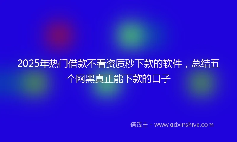 2025年热门借款不看资质秒下款的软件，总结五个网黑真正能下款的口子