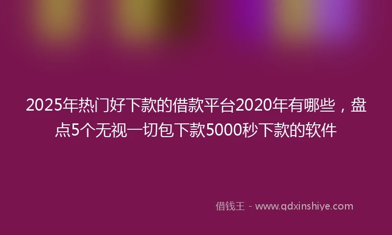 2025年热门好下款的借款平台2020年有哪些，盘点5个无视一切包下款5000秒下款的软件