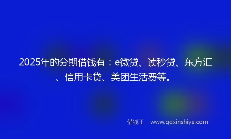 2025年的分期借钱有：e微贷、读秒贷、东方汇、信用卡贷、美团生活费等。