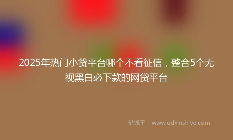 2025年热门小贷平台哪个不看征信，整合5个无视黑白必下款的网贷平台