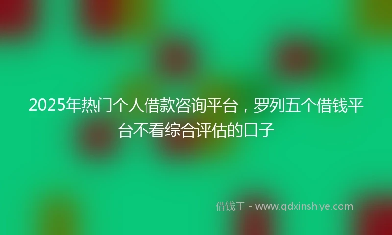 2025年热门个人借款咨询平台，罗列五个借钱平台不看综合评估的口子