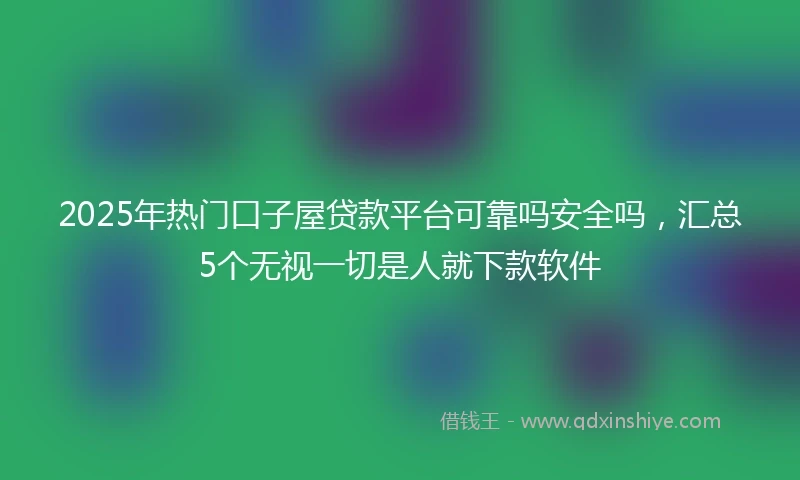 2025年热门口子屋贷款平台可靠吗安全吗，汇总5个无视一切是人就下款软件