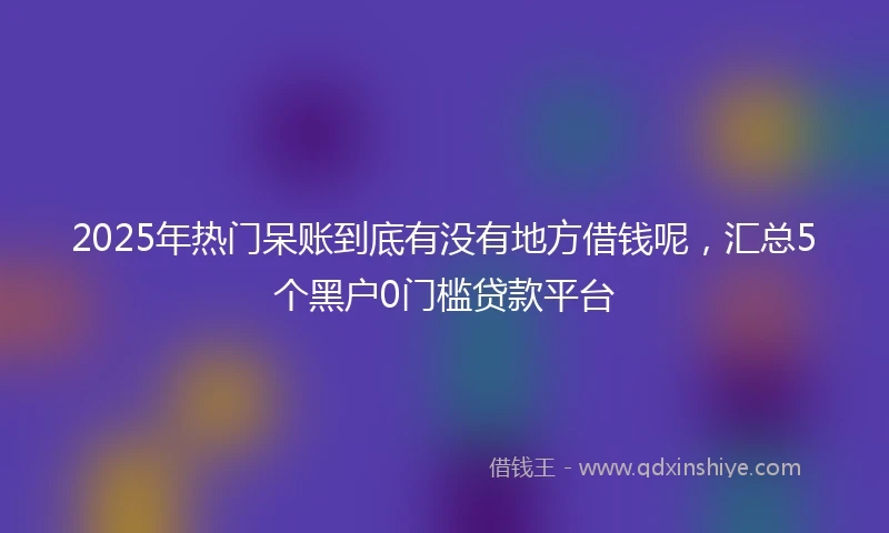 2025年热门呆账到底有没有地方借钱呢，汇总5个黑户0门槛贷款平台