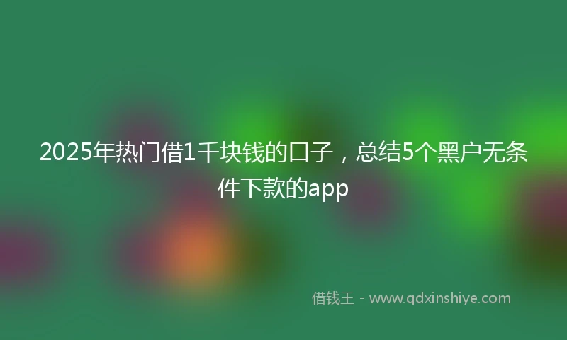 2025年热门借1千块钱的口子，总结5个黑户无条件下款的app