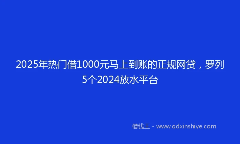 2025年热门借1000元马上到账的正规网贷，罗列5个2024放水平台