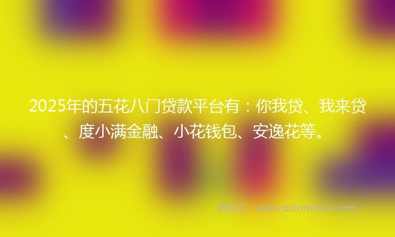2025年的五花八门贷款平台有：你我贷、我来贷、度小满金融、小花钱包、安逸花等。