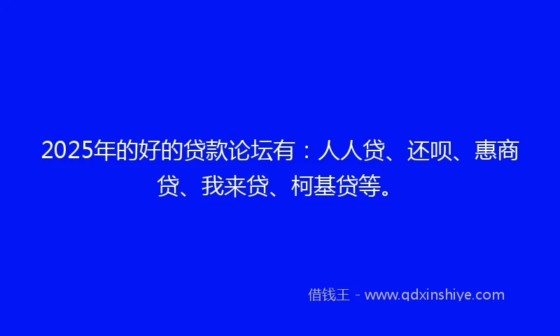 2025年的好的贷款论坛有：人人贷、还呗、惠商贷、我来贷、柯基贷等。