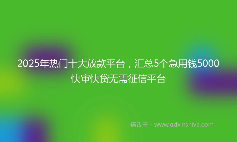2025年热门十大放款平台，汇总5个急用钱5000快审快贷无需征信平台