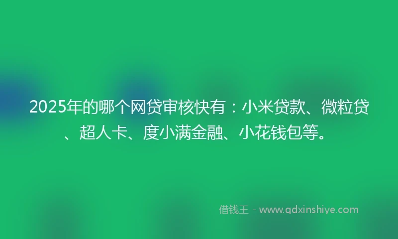 2025年的哪个网贷审核快有：小米贷款、微粒贷、超人卡、度小满金融、小花钱包等。