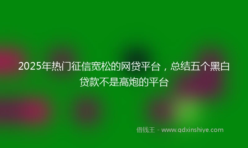2025年热门征信宽松的网贷平台，总结五个黑白贷款不是高炮的平台