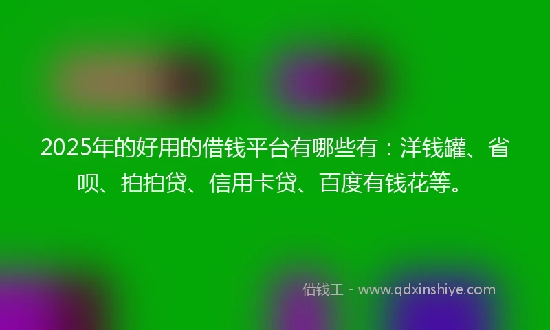 2025年的好用的借钱平台有哪些有：洋钱罐、省呗、拍拍贷、信用卡贷、百度有钱花等。