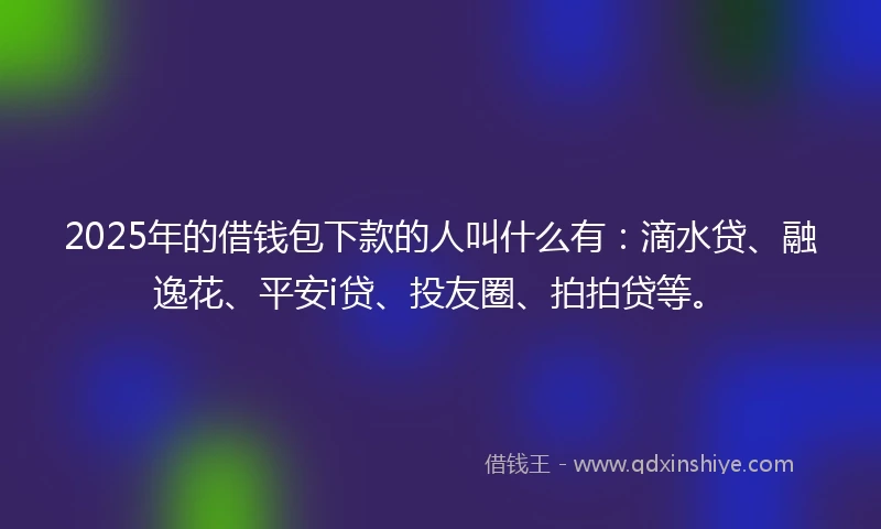 2025年的借钱包下款的人叫什么有：滴水贷、融逸花、平安i贷、投友圈、拍拍贷等。