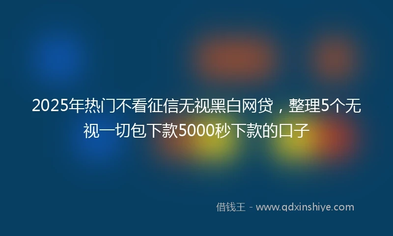 2025年热门不看征信无视黑白网贷，整理5个无视一切包下款5000秒下款的口子