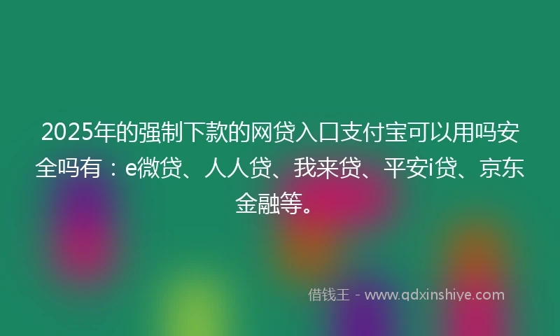 2025年的强制下款的网贷入口支付宝可以用吗安全吗有：e微贷、人人贷、我来贷、平安i贷、京东金融等。