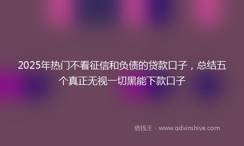 2025年热门不看征信和负债的贷款口子，总结五个真正无视一切黑能下款口子