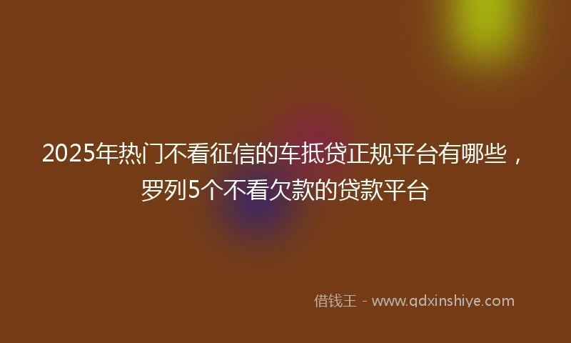 2025年热门不看征信的车抵贷正规平台有哪些，罗列5个不看欠款的贷款平台