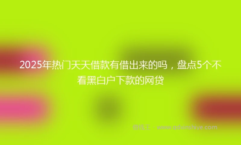 2025年热门天天借款有借出来的吗，盘点5个不看黑白户下款的网贷