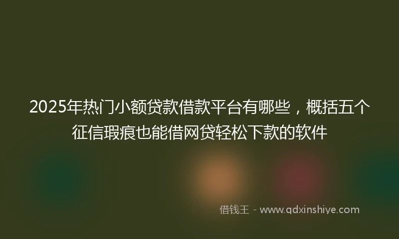 2025年热门小额贷款借款平台有哪些，概括五个征信瑕疵也能借网贷轻松下款的软件