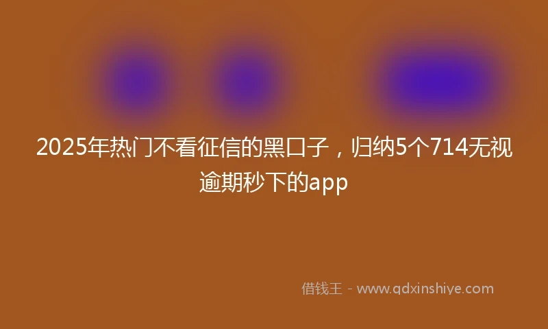 2025年热门不看征信的黑口子，归纳5个714无视逾期秒下的app