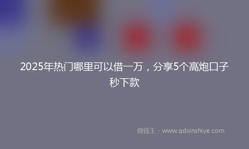 2025年热门哪里可以借一万，分享5个高炮口子秒下款