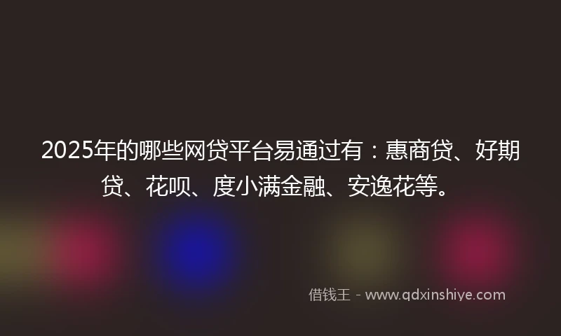 2025年的哪些网贷平台易通过有：惠商贷、好期贷、花呗、度小满金融、安逸花等。