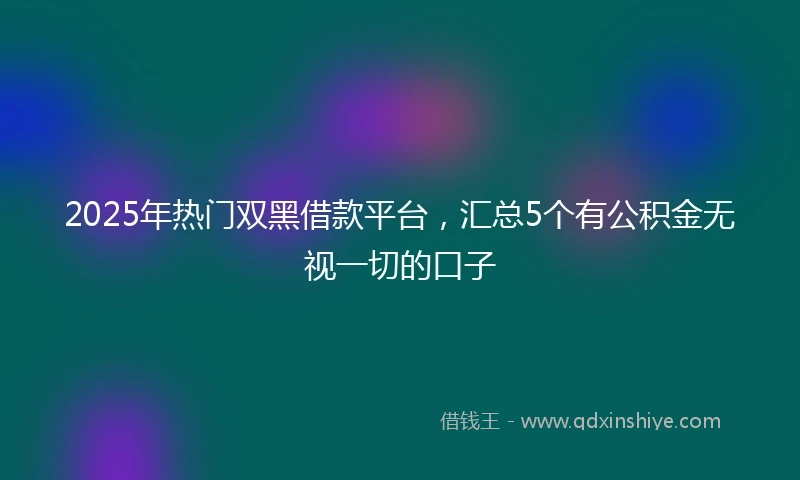 2025年热门双黑借款平台，汇总5个有公积金无视一切的口子