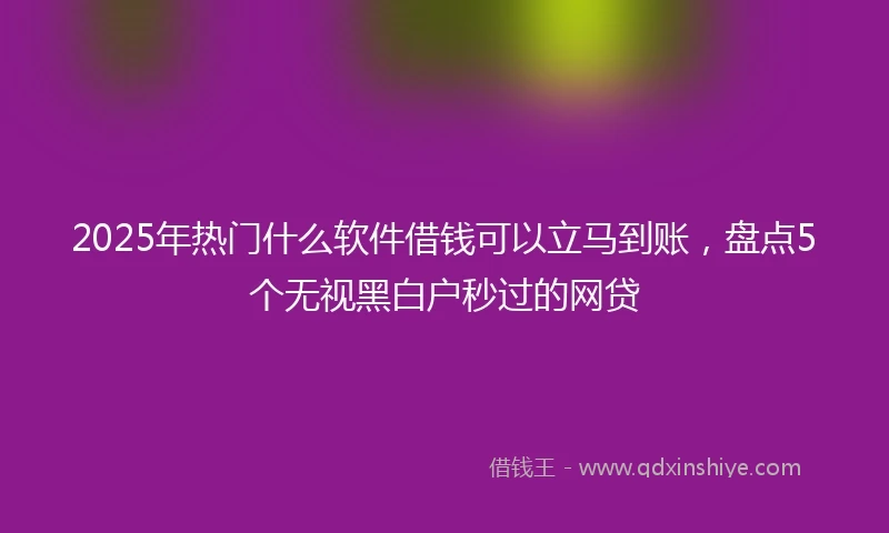 2025年热门什么软件借钱可以立马到账，盘点5个无视黑白户秒过的网贷