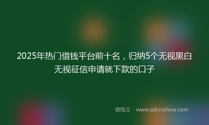 2025年热门借钱平台前十名，归纳5个无视黑白无视征信申请就下款的口子