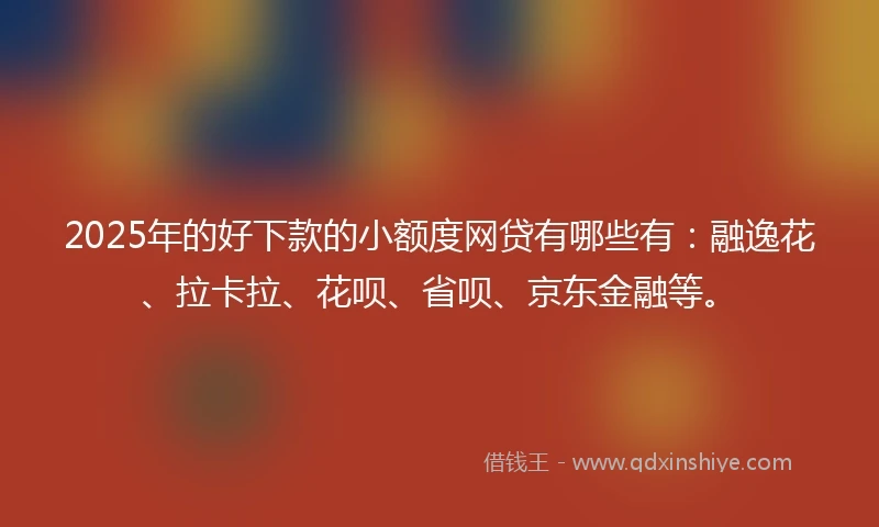 2025年的好下款的小额度网贷有哪些有：融逸花、拉卡拉、花呗、省呗、京东金融等。