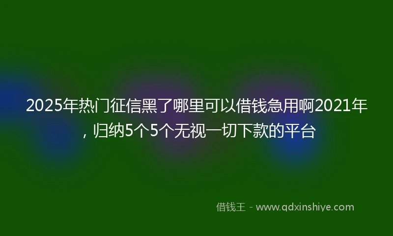 2025年热门征信黑了哪里可以借钱急用啊2021年，归纳5个5个无视一切下款的平台