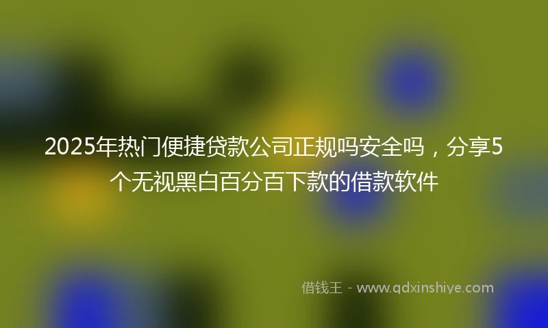 2025年热门便捷贷款公司正规吗安全吗，分享5个无视黑白百分百下款的借款软件