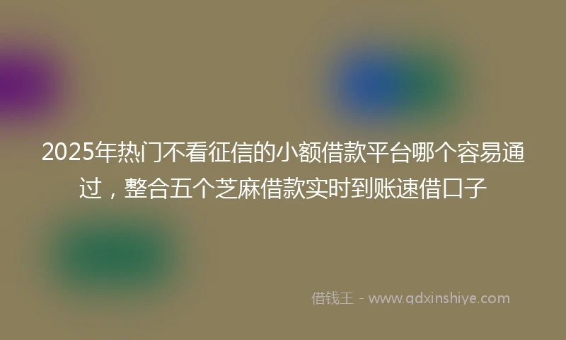 2025年热门不看征信的小额借款平台哪个容易通过，整合五个芝麻借款实时到账速借口子