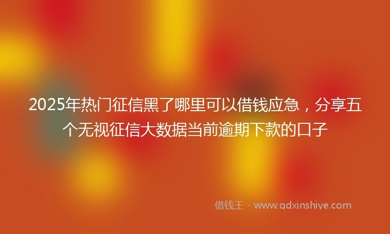 2025年热门征信黑了哪里可以借钱应急，分享五个无视征信大数据当前逾期下款的口子