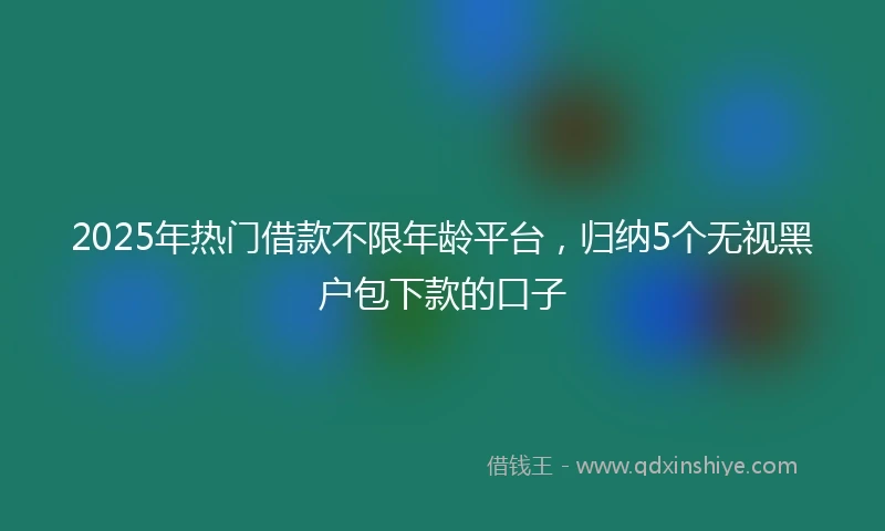 2025年热门借款不限年龄平台，归纳5个无视黑户包下款的口子