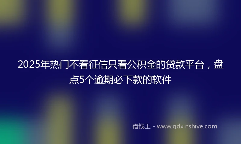 2025年热门不看征信只看公积金的贷款平台，盘点5个逾期必下款的软件