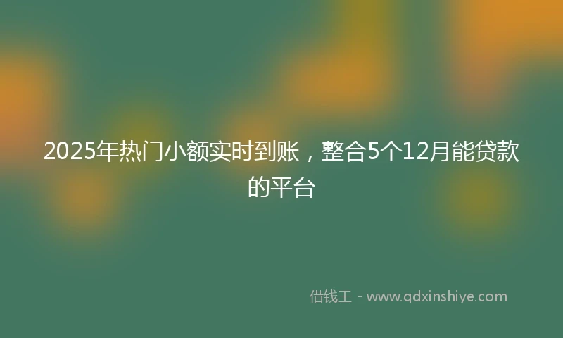 2025年热门小额实时到账，整合5个12月能贷款的平台